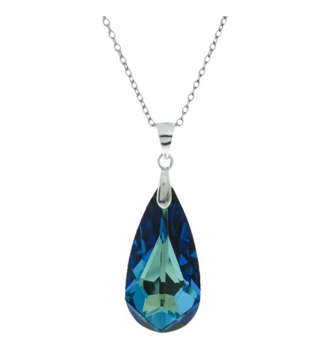 Swarovski Elements Crystal Teardrop Pendant Rhodium On 925 Sterling