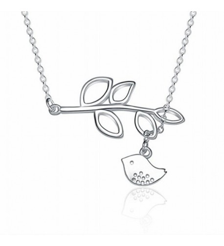Love Bird and Leaf Pendant Y Necklace Lariat Quality 925 Sterling ...