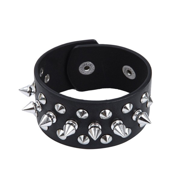 Premium Black Spike Studded PU Leather Bracelet - 2 Sizes - CD12B1N385F