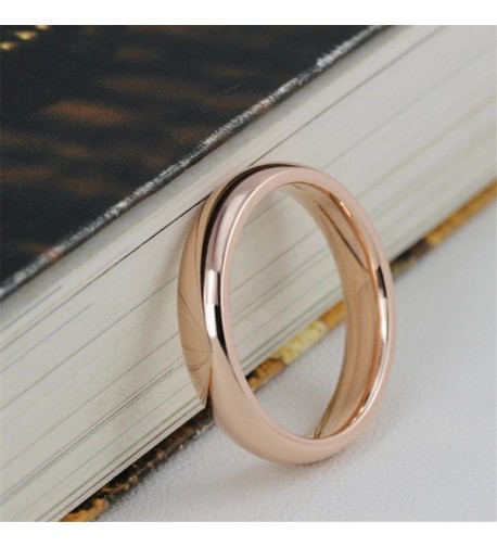 Womens 4mm Stainless Steel Rose Gold Simple Style Wedding Ring ...