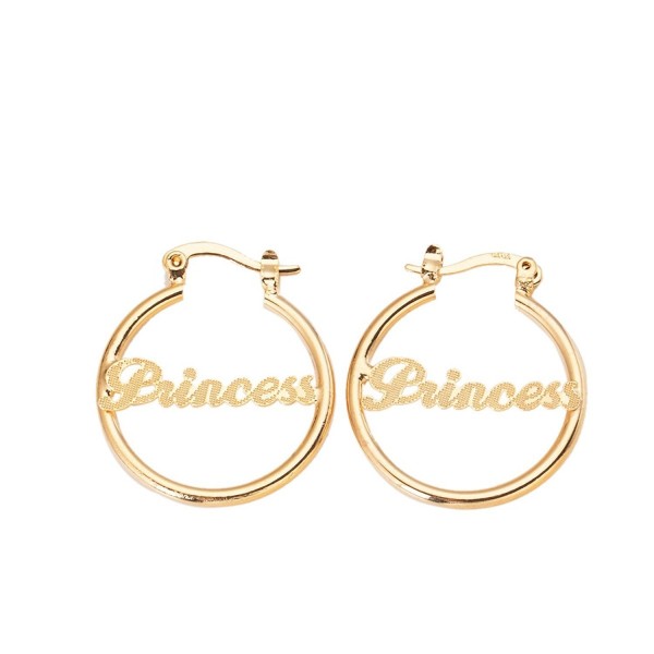 Gold Earrings Alphabet Nameplate Princess