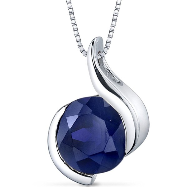 Created Blue Sapphire Pendant Sterling Silver Bezel Set 2.75 Carats ...
