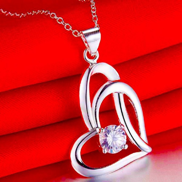 Infinity Pendant Necklace Birthdays Sterling - Clear - C1189YSIQ4U