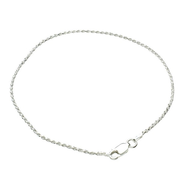 Sterling Silver 1.5mm Diamond-Cut Rope Nickel Free Chain Anklet Italy ...