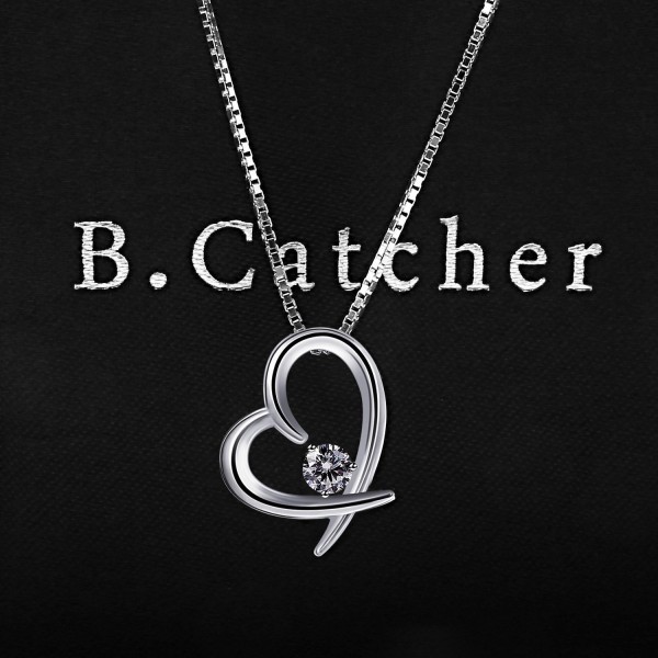 B Catcher Necklaces Valentines Sterling Zirconia - CI187LRKGYX