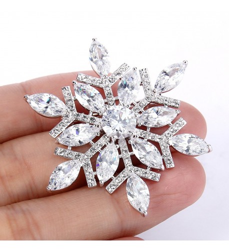 Women's Full CZ Marquise Shape Winter Snowflake Corsage Brooch Pin ...