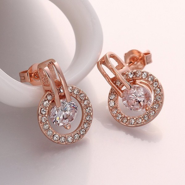18K Rose Gold Plated Love Knot Stud Earrings for Women Jewelry with ...