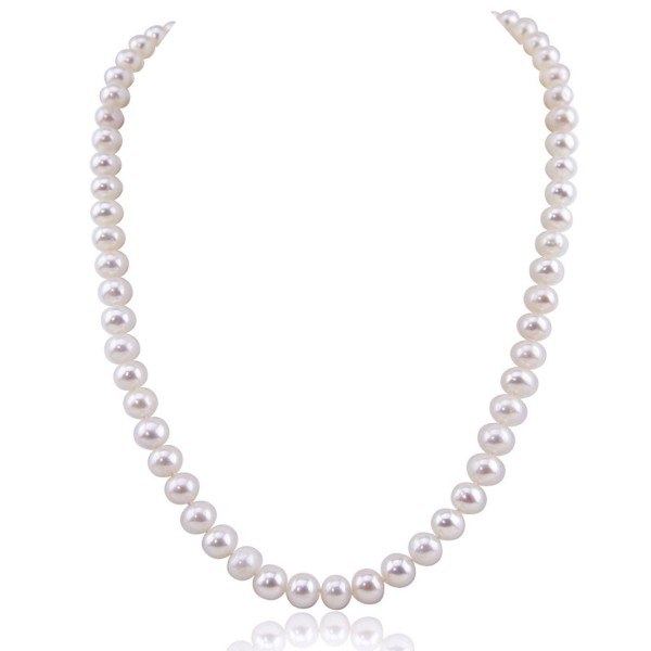 White Freshwater Cultured Pearl Necklace A Quality (6.5-7.0mm)- 20 ...