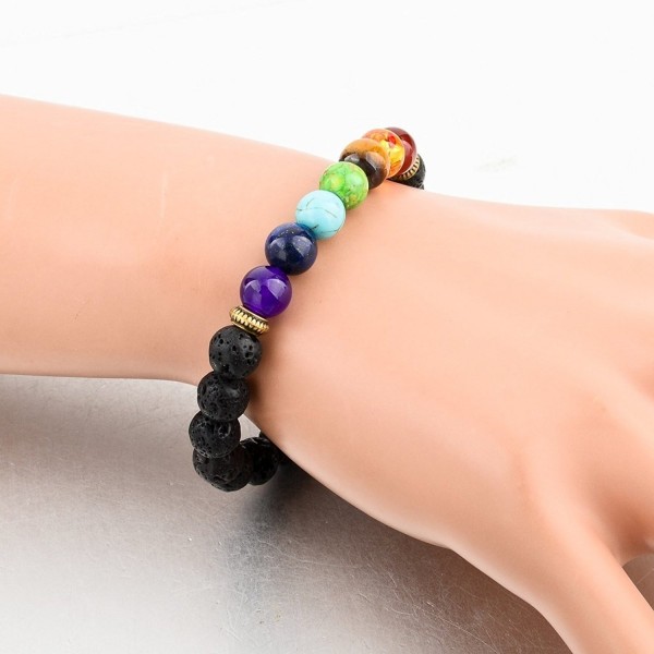 Positive Energy Healing 7 Chakra Lava Stone Bracelet Gemstone Beads ...