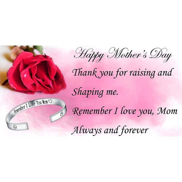 Silver Plated Cuff Bangle Remember I Love You Mom Forever and Always ...