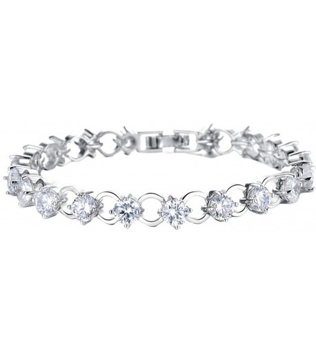 Womens Copper Platinum Plated Inlaid CZ All-match Tennis Bracelet- 7 ...