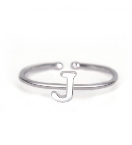 Rhohdium Plated Sterling Silver 925 Stackable Initial Ring Alphabet ...