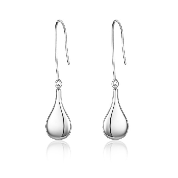 Mirror Surfaced Silver Toned Teardrop Dangle Earrings Ch12isme88d